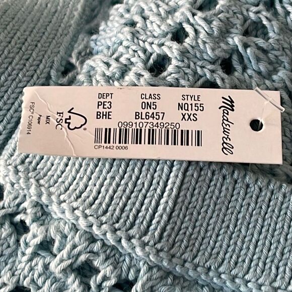 Madewell Crochet Cutaway Cover-Up Midi Dress Size XXS in Blue Heron NWT - Picture 7 of 8